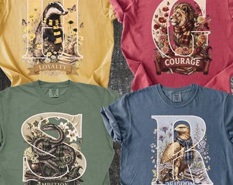 Wizarding School Houses, Vintage Cottagecore Fantasy House Animals Shirt, Magical Academia Comfort Colors Tee