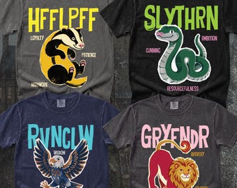 Wizarding School Houses Shirt,  Universal Vacation T-Shirt, Wizard World Gift, Vintage Wizard Houses Shirt
