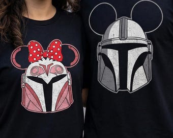 Matching Mandalorian Couple Shirts, Distressed Vintage Mickey Minnie Disney Tee, Star Wars His and Hers Shirt, Park Outfit, Family Matching