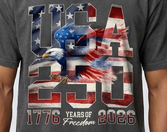 USA 250th Anniversary Eagle Graphic Tee, 4th of July Shirt, Distressed American Flag Shirt, USA Flag Graphic Shirt, Freedom Shirt
