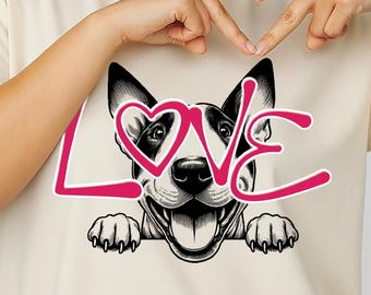 Bull Terrier Love Shirt | Cute Dog Lover T-Shirt | Puppy Peeking Graphic Tee, Gift for Dog Moms