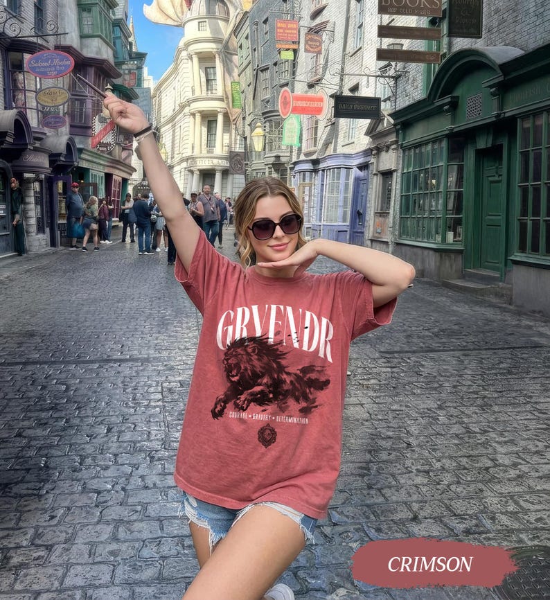Wizard House Shirt, Fantasy House Aesthetic Shirt, Magic School Inspired Unisex T-Shirt, Universal Vacation shirt Crimson