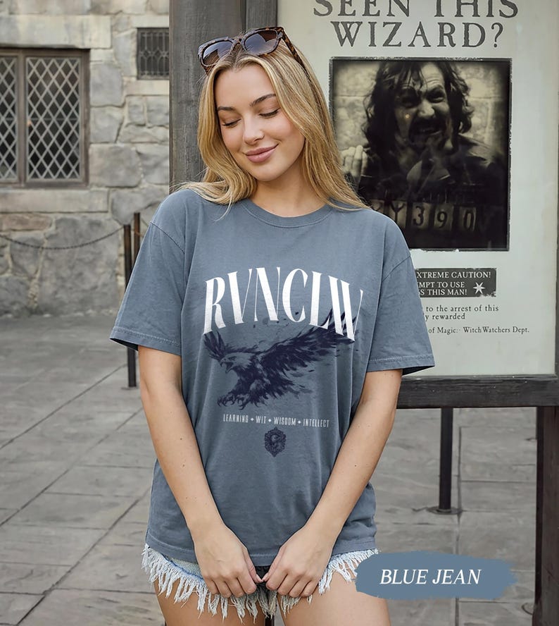 Wizard House Shirt, Fantasy House Aesthetic Shirt, Magic School Inspired Unisex T-Shirt, Universal Vacation shirt Blue Jean