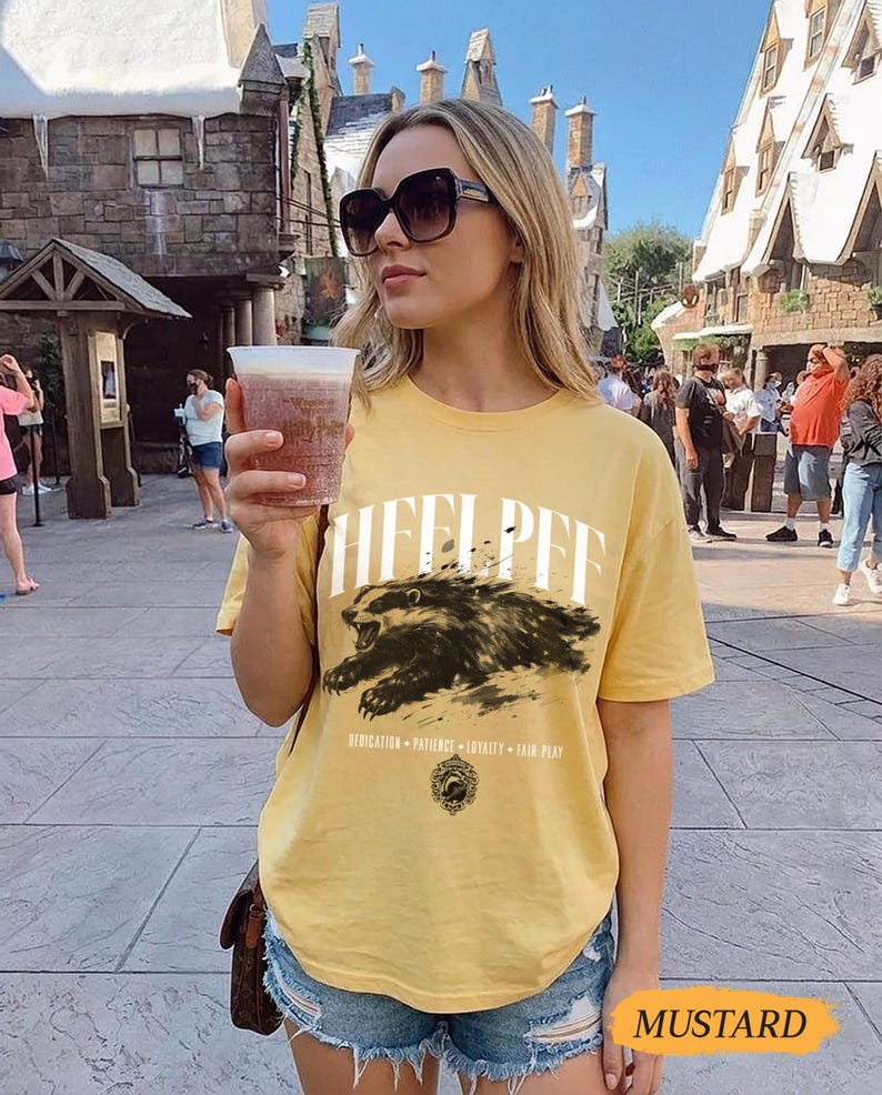 Wizard House Shirt, Fantasy House Aesthetic Shirt, Magic School Inspired Unisex T-Shirt, Universal Vacation shirt Mustard