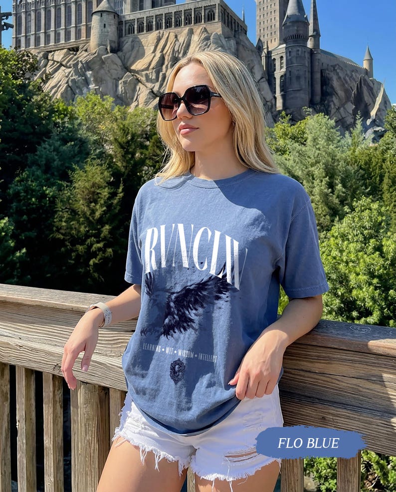 Wizard House Shirt, Fantasy House Aesthetic Shirt, Magic School Inspired Unisex T-Shirt, Universal Vacation shirt Flo Blue