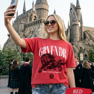 Wizard House Shirt, Fantasy House Aesthetic Shirt, Magic School Inspired Unisex T-Shirt, Universal Vacation shirt Red