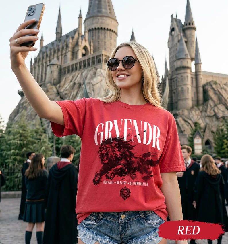 Wizard House Shirt, Fantasy House Aesthetic Shirt, Magic School Inspired Unisex T-Shirt, Universal Vacation shirt Red