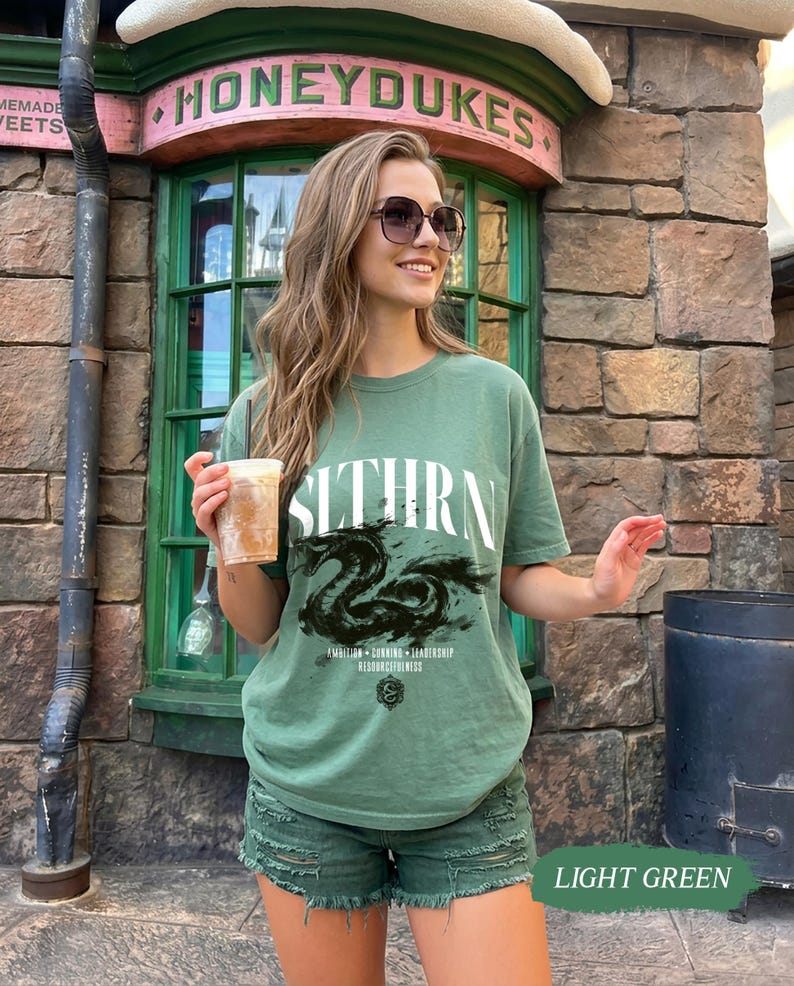 Wizard House Shirt, Fantasy House Aesthetic Shirt, Magic School Inspired Unisex T-Shirt, Universal Vacation shirt Light Green
