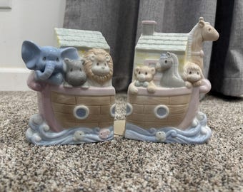 Vintage 1995 Enesco Precious Moments Collection Arche Noak Porzellan Buchstützen