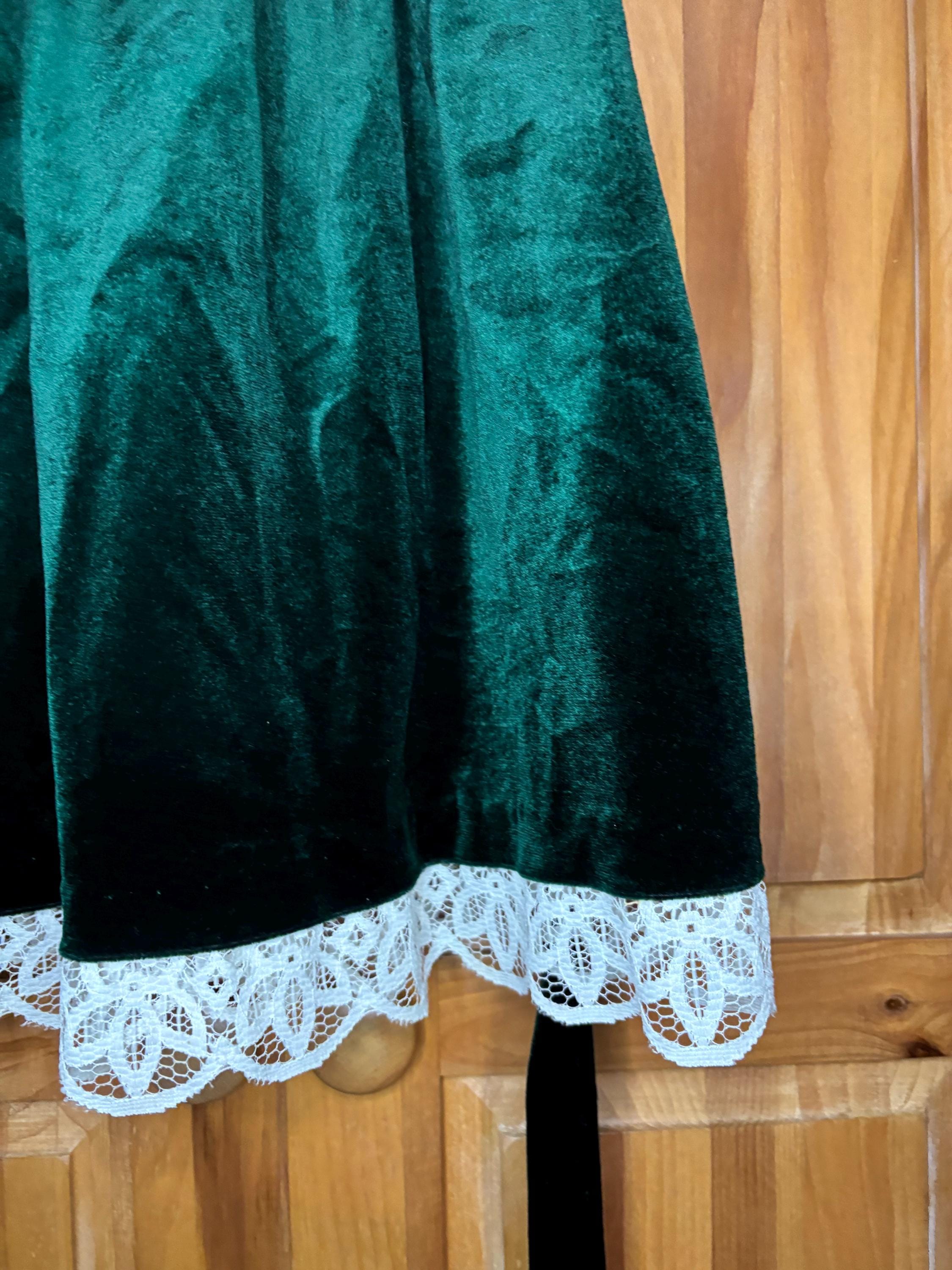 bonnie jean green velvet dress Vintage With Lace Trim Size 4 Layered dress
