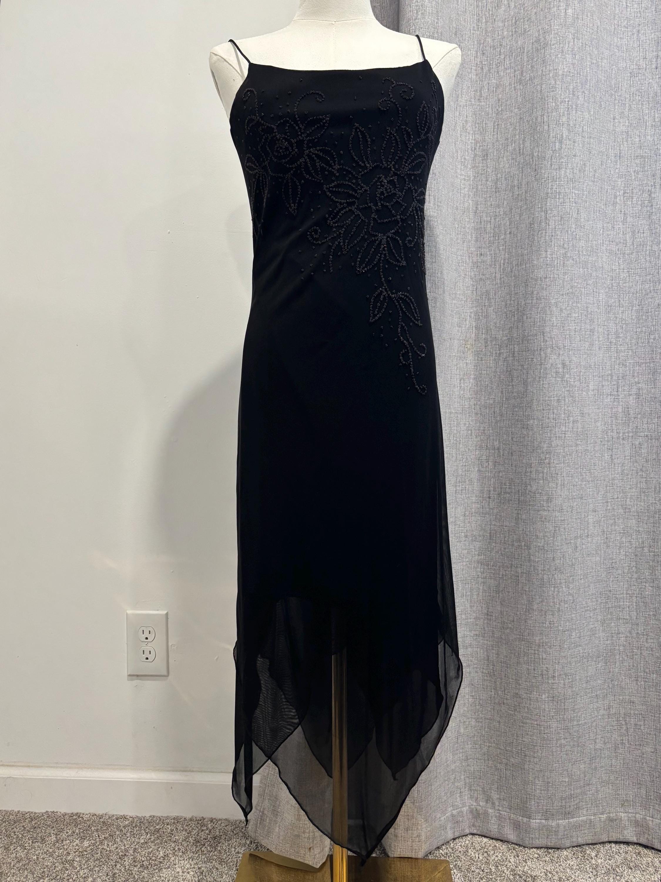 byer too 90s dress Vintage USA Made Y2K Too! Elegant Black Sleeveless Handkerchief Size Medium Pretty Hoco Dresses Shoes and Clothes Black COLOR:Custom Color(Leave your color at