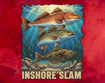 Inshore Slam Fish T-Shirt | Redfish Trout Flounder Fishing Shirt, Fishing Tee, Fishing Gift, Fishing Lover Shirt, Ocean Life