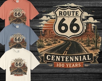 Route 66 Centennial Shirt, Vintage Route 66 100 Years T-Shirt, Retro Americana Road Trip Tee, Graphic Desert Highway Tshirt, Comfort Colors