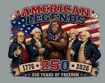 American Legends Bigfoot Shirt, America 250 Shirt, Patriotic USA 1776 2026 Tee, Founding Fathers Bigfoot Tee