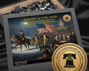 250-jähriges Jubiläum Amerika Puzzle - Gründung einer Nation 1776-2026 - Gedenkpuzzle - Historisches Ölgemälde Stil Kunst Geschenk