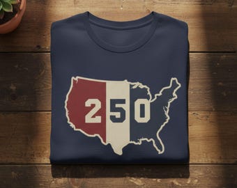 America 250 Shirt, USA Map 250th Anniversary Tee, Faux Embroidery Stitched Look, Patriotic July 4th Gift, 1776-2026 Heritage Apparel