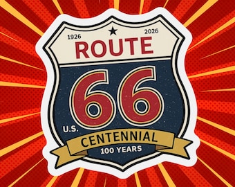 Route 66 Centennial Magnet, Vintage Americana Road Trip Decor