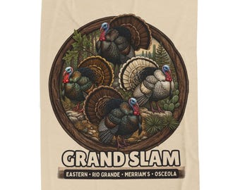 Grand Slam Wild Turkeys Velveteen Plush Blanket | Eastern Rio Grande Merriam Osceola