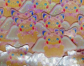 Angel Electric Mouse Hearts Stickers Fanart (2-3/4 inch/70 mm)