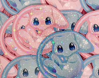 Mew Fanart Stickers (2-3/4 inch/70 mm)