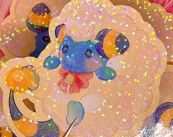 Electric Sheep with Bow & Bell Stickers (2-3/4 inch/70 mm)