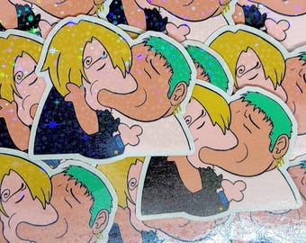 Pegatinas de fanart de "ZoSan" "Just Kiss Already" (7 mm/2-3/4 pulgadas)