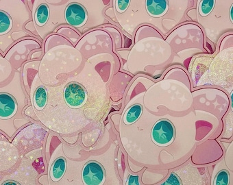 Jiggly puff with Bow Stickers Pokémon Fanart (2-3/4 inch/70 mm)