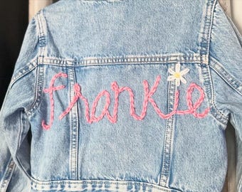 Hand embroidered Name Jean Jacket