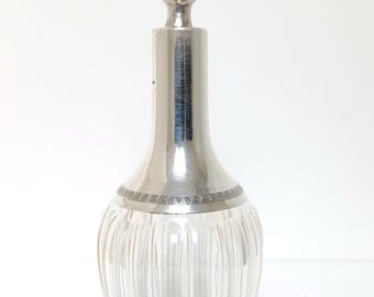 Antike silberne Kristallkaraffe, französische Spirituosenflasche, Vintage Barware