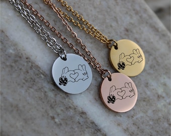 Disney Hand Hjärt Halsband Mor Dotter Guldhänge Minimalistiska Smycken Elegant Mynt Halsband Present Till Disneyälskare