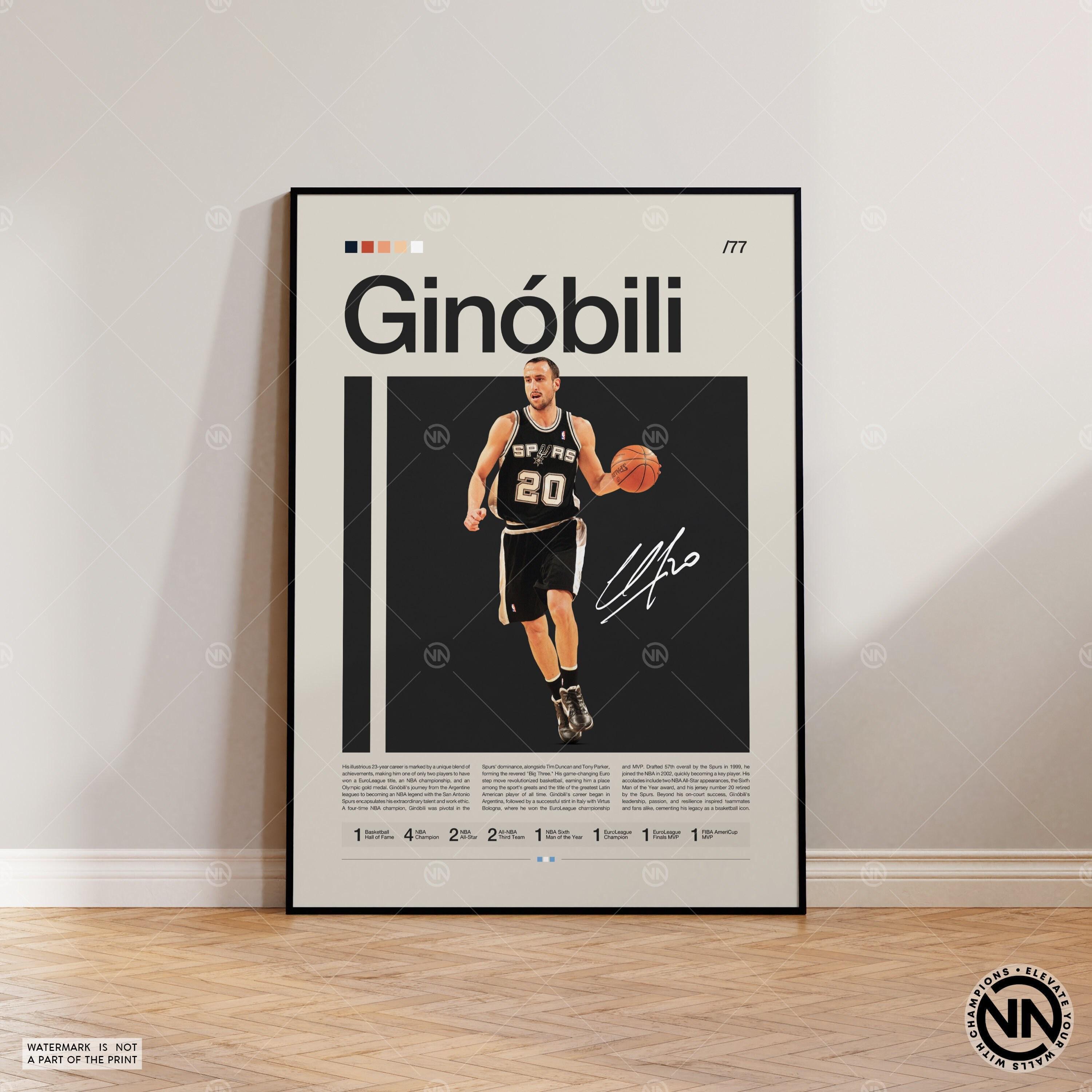 Discover Manu Ginobili Poster, San Antonio Spurs, Sports Poster, Mid Century Modern, Basketball Gift, Sports Bedroom Posters