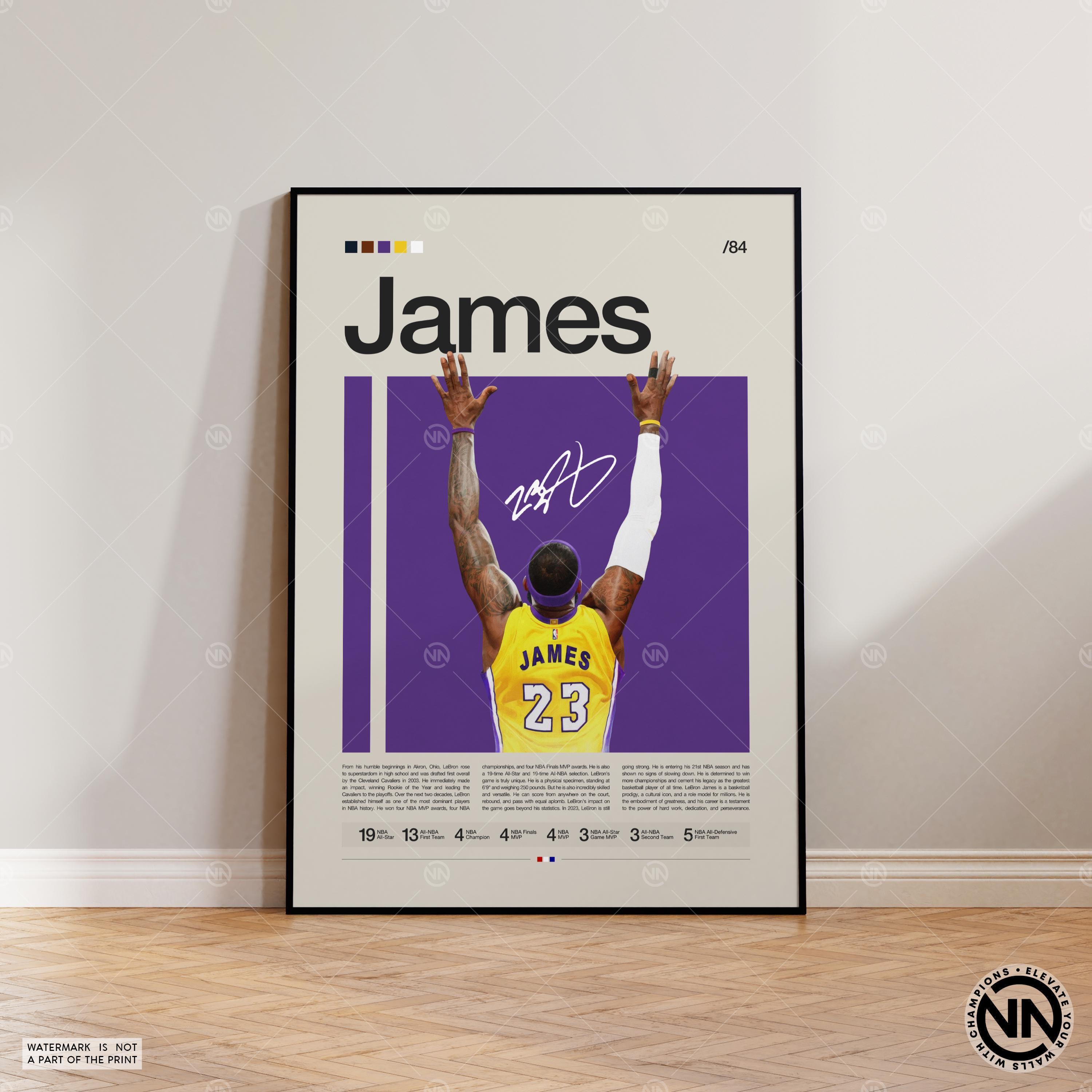 Discover Lebron James Poster, LA Lakers Print, Sports Poster, Mid Century Modern, Basketball Gift, Sports Bedroom Posters