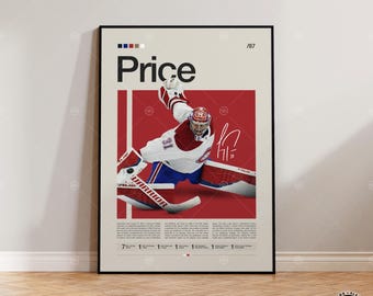 Carey Price Poster, Montreal Canadiens Poster, NHL Poster, Hockey Poster, Sports Poster, Mid-Century Modern, Sports Bedroom Posters