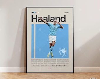 Affiche Erling Haaland, affiche Manchester City, cadeaux de football, affiche de sport, affiche de joueur de football, art mural football, affiches de chambre de sport