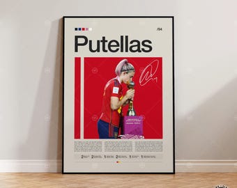 Póster de Alexia Putellas, futbolista española, Barcelona, póster deportivo, póster de jugadora de fútbol, arte mural de fútbol, pósteres deportivos para dormitorio