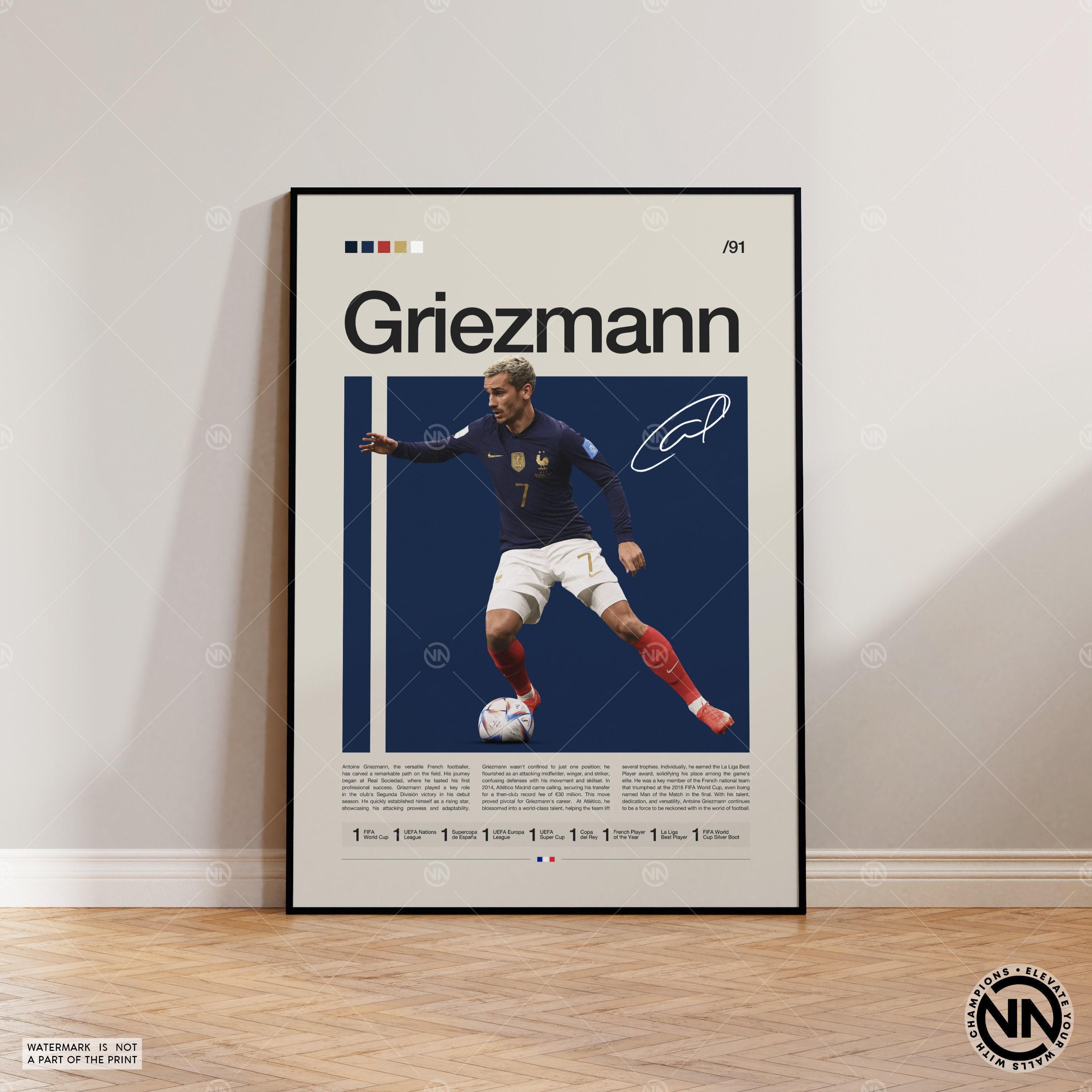 HWC Trading Antoine Griezmann Atletico Madrid Regalos Impresos Imagen De Autógrafo Firmado Para Los Aficionados Al Fútbol Y Partidarios - A3 Retrato Enmarcado