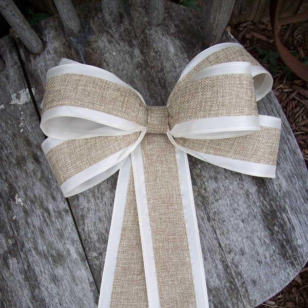 Burlap Pew Bows, Burlap Wedding, Aisle Decor, Rustic Wedding, Cottage Chic, Pew Bows, Wreath Bows