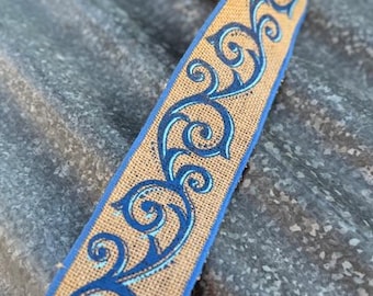 AQUA and ROYAL BURLAP Ribbon, Wired Burlap Ribbon, Wreath Bows, Mantel, Weddings, Pew Bows, Flower Arrangements, Blue Burlap, Swirl Ribbon