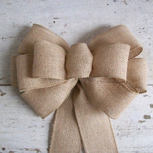 Burlap Bow, Pew Bow, Chair Bow, Rustic Decoration, Wreath Bow, Burlap Wedding, Burlap Decoration, Large Gift Bow