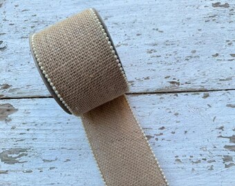 Beautiful, Burlap and Pearl Ribbon, Jute Ribbon, 2.5 inch wide BURLAP Ribbon, Rustic WEDDING, Pew BOWS, Aisle Decor, Wedding Decor, Wreath