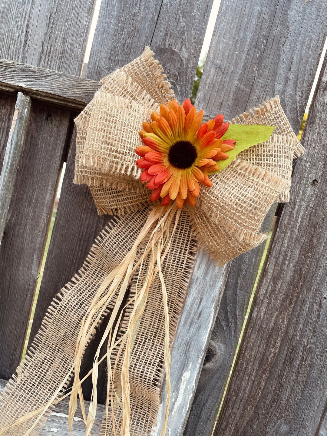 Rustic Fall Bow Autumn, Fall Wreath Bow, Fall Wedding, Thanksgiving, Gift Basket ...