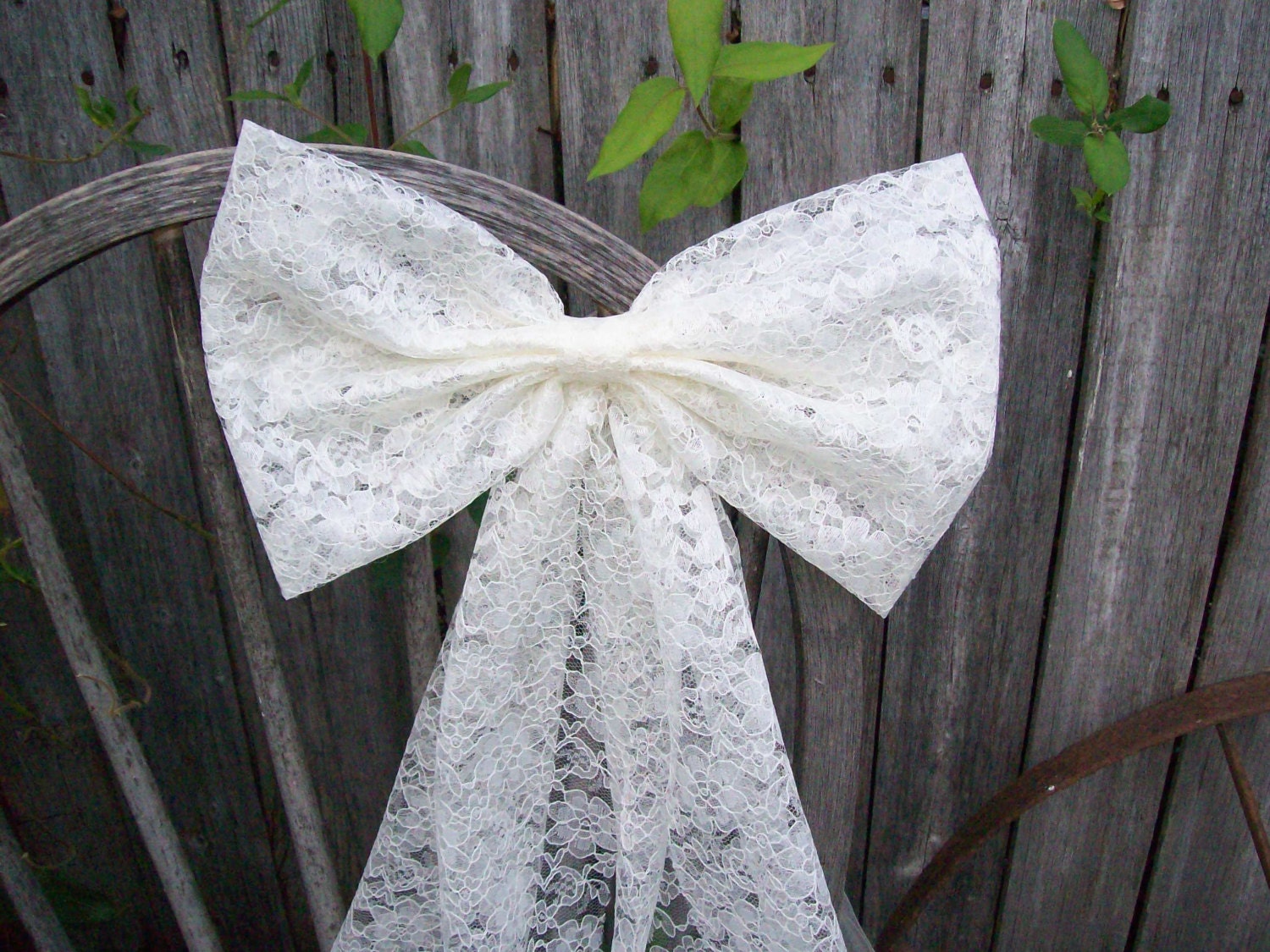 Lace Pew Bow Ivory Bow White Lace Bow Wedding Aisle Decor Etsy