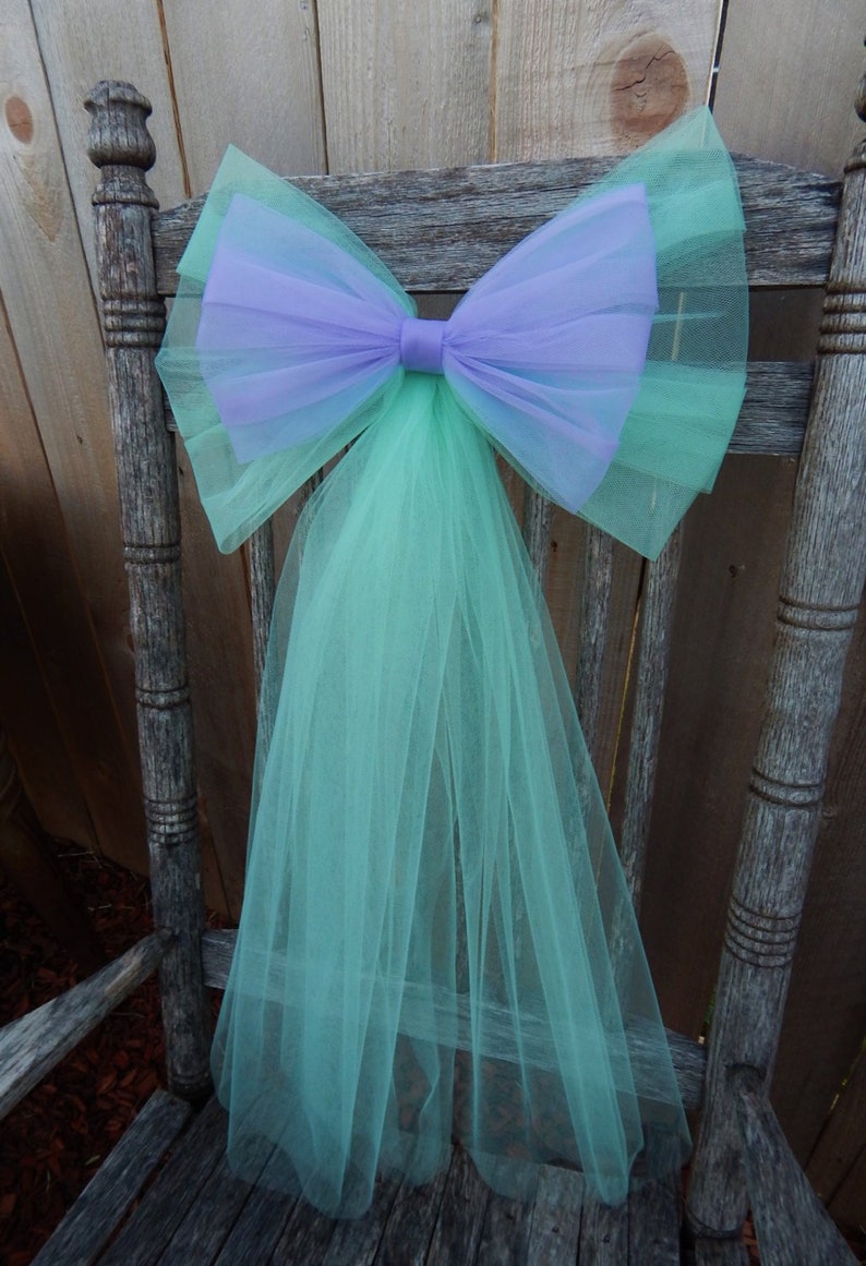Tulle Pew Bow 20 COLORS Aisle Decor Quinceanera Chair Etsy