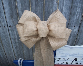 Burlap Pew Bow, Burlap Aisle Decoration, Rustic Wedding, Pew Bow, Chair Bow, Rustic Decor, Cottage Chic