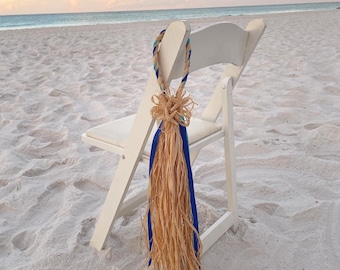Satin Beach Chair Decorations, Beach Aisle Decor, Starfish Chair Hangers, Beach Wedding, Destination Wedding, Seashells, Chair Decor