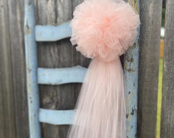 SALE, Ready to Ship, 8 Blush Pom Pew Bows, Wedding Decor,