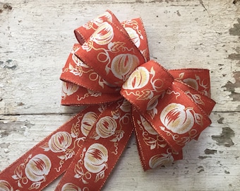 Fall Wreath Bow, Fall Wedding, Thanksgiving Decor, Gift Basket, Rustic Wired Bow, Halloween Decor, Fall Decor, Pumpkin Bow, Glitter