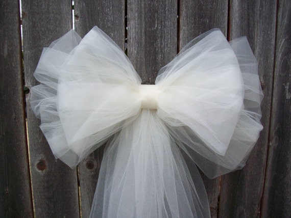 Tulle Pew Bow OVER 30 COLORS Church Pew Tulle Pew Bow -   Tulle pew  bows, Church wedding decorations, Pew bows wedding