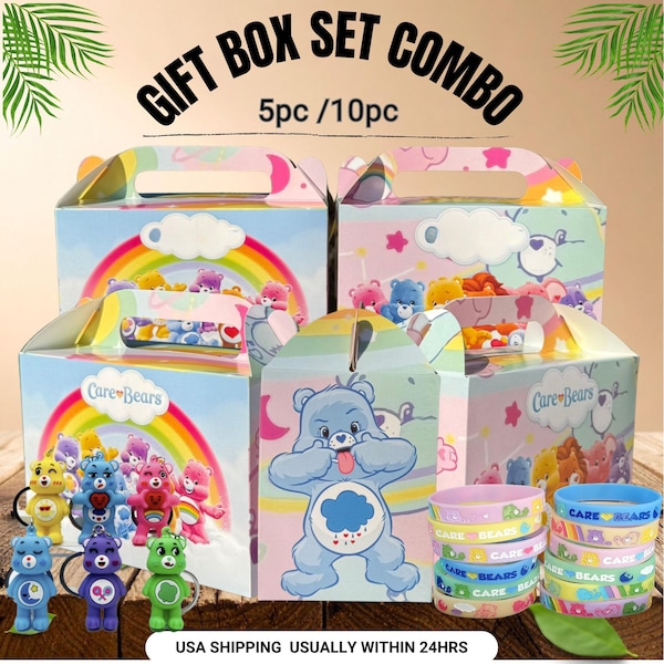 Rainbow Carebears Gift Box Party Favor Boxes Happy Birthday party supplies decoration centerpiece favor theme