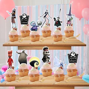 Jack Skellington Custum Cake & Cupcake Toppers Personalized Happy Birthday party supplies decoration centerpiece favor theme gift immagine 4